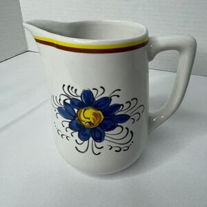 Boston Warehouse Trading Co Ceramic Creamer Blue Floral Design Vintage 4 in,1995